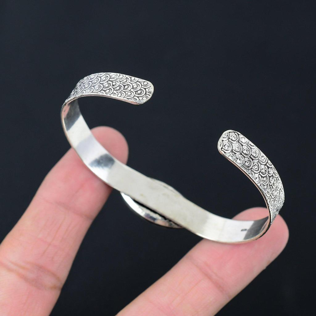 Friendship Day Deal Spider Web Jasper Stone Daughter Bangle 925 Sterling Silver