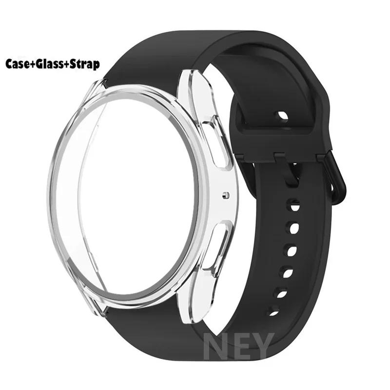Lot de 2 Verre Trempé+Coque+Bracelet Pour Samsung Galaxy Watch 7 6 5 4 40mm 44mm Housse Protectrice d'Écran en PC Bracelet Galaxy Watch 6 7 5