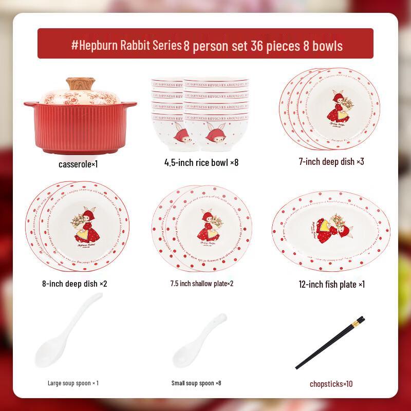 Hepburn Rabbit 36-Piece Dinnerware Gift Set