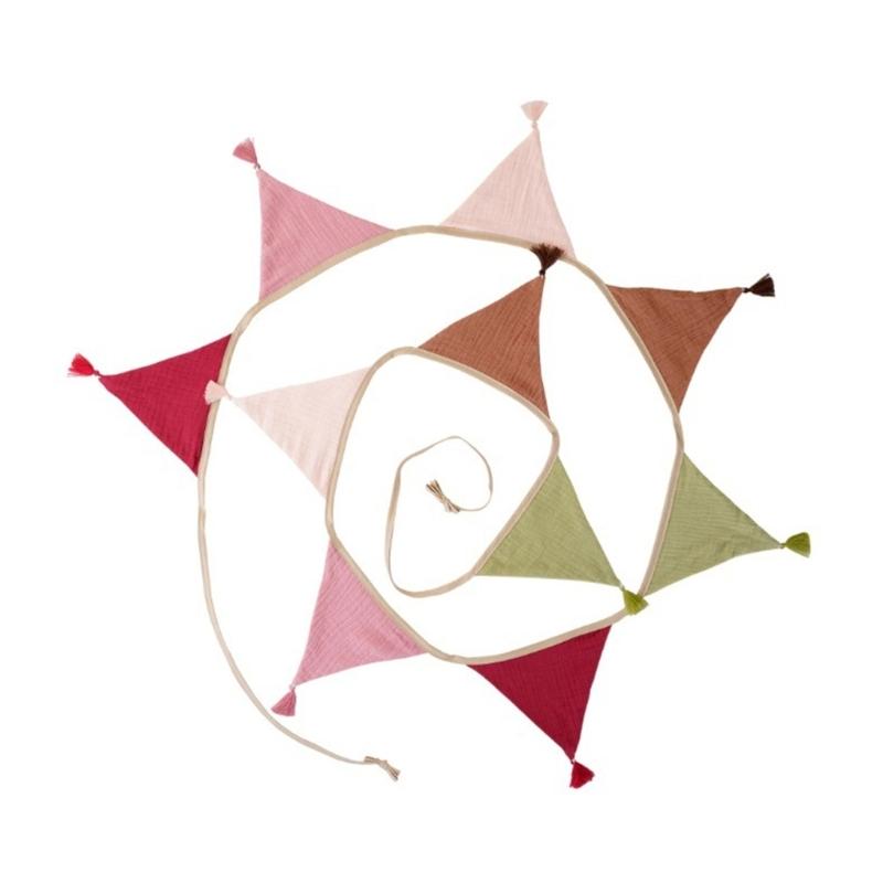 Festoni Bandierine in Cotone Crepe Colori Caramella Luminosi Per Asilo Nido Compleanni di Bambini Feste Eventi