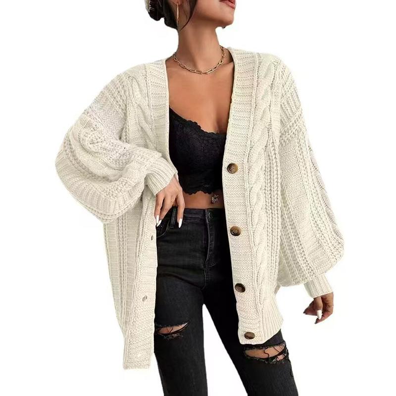 Autumn Winter Women Cardigan Sweater Coats Fashion Female Long Sleeve V-neck Loose Knitted Jackets Casual Sweater Cardigans Tops
