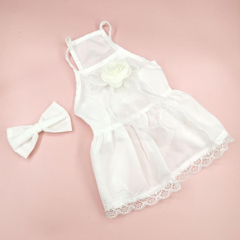 Spring and Summer Breathable Cat Clothing Dog Clothing Pet Cotton Floral Suspender Dress Comfortable Mesh Dress Formal Dress