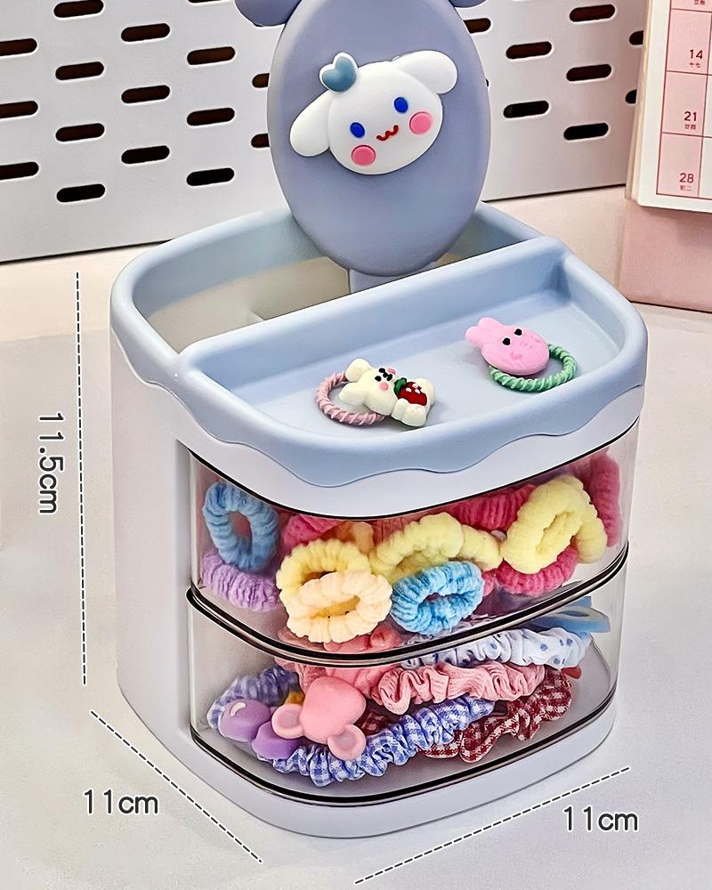 2 Layers Cute Children's Hair Accessories Storage Box Jewelry Organizer Plastic Transparent Hair Ring Display for Dressing Table