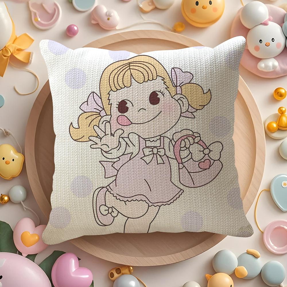 Candy Brand F-Fujiya Cushion Cover Linen Organic Fabric Double-Sided Printing Breathable Pillow Case Sofa Home Decor Gift