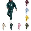 Men's Printed Hooded Sweatshirt And Sweatpants Casual Sports Suit