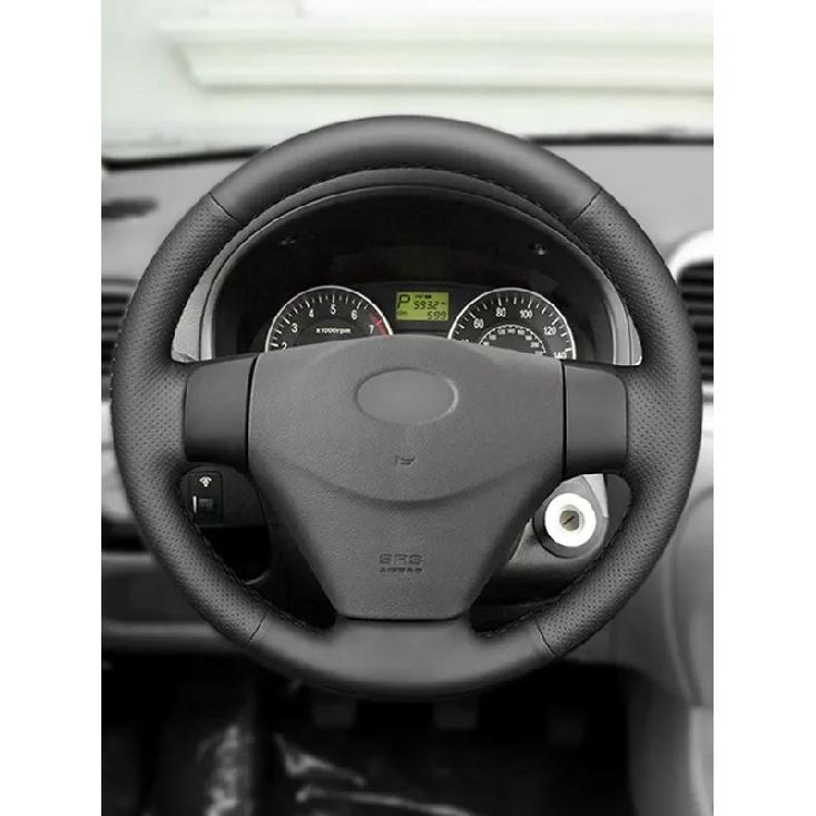 Schwarze Auto-Lenkradabdeckung Lederverkleidung für Hyundai Accent 2006 2007 2008 2009 2010 2011 Getz 2005 Für Kia Rio 5 2006-2009