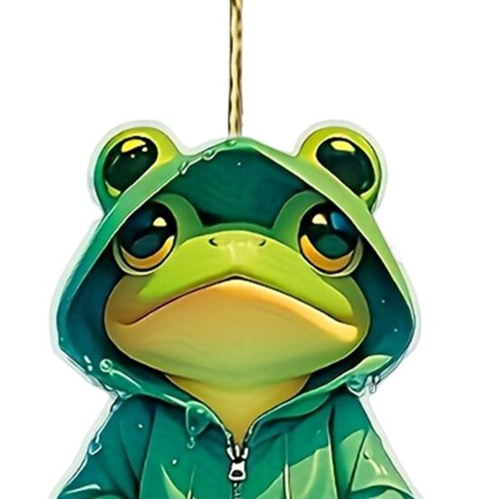 2D Flat Frog Decoration Acrylic Cartoon Frog Pendant Car Interior Hanging Ornament Frog Charm for Backpack Keychain