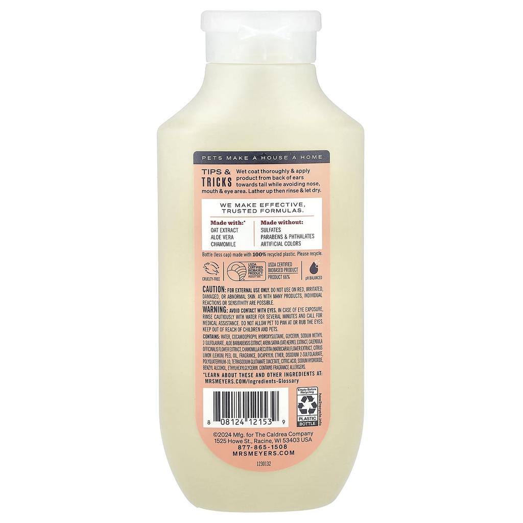 Mrs. Meyers Clean Day 3-In-1 Dog Shampoo, White Peach, 414 Ml (14 Fl Oz)