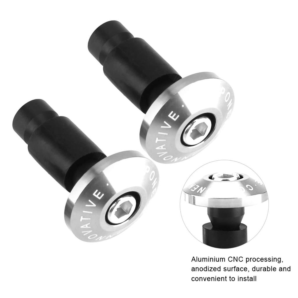 Akozon Handlebar End Caps Motorcycle Handlebar End Slide Plug Caps 22mm 7/8" for ATV Off-Road Racing (Silver)