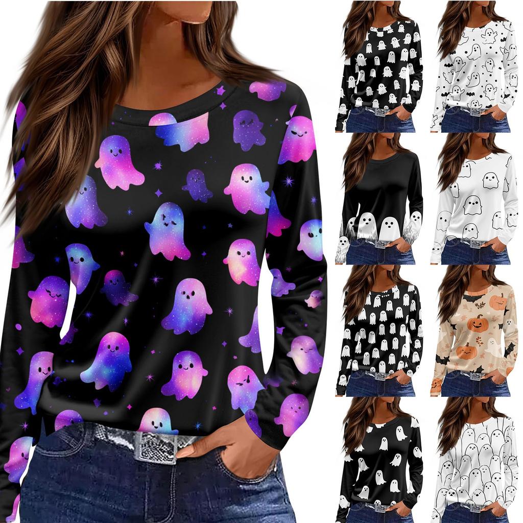 Women's Daily Casual Long-sleeved Printed O-neck Top
