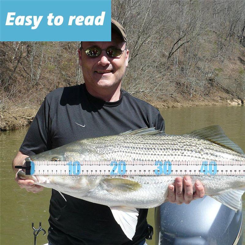 ABWR-2Pcs 47Inch Fishing Ruler Fishing Measuring Tape Tool For Boat Waterproof Portable Roll Up Folding Ruler With Bump Board