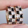 Exquisite Square White Black Zircon Chessboard Hoop Earrings for Women Vintage Golden Wedding Jewelry Gifts