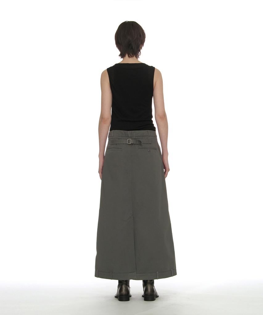Partimento Woman Inverted Drawstring Maxi Skirt_Charcoal