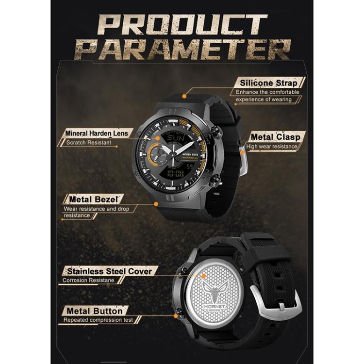 Flash Sale NORTH EDGE HORNET Dual Digital Alarm Clock Timing Men Luminous 50m Waterproof Sports Swimming Watch