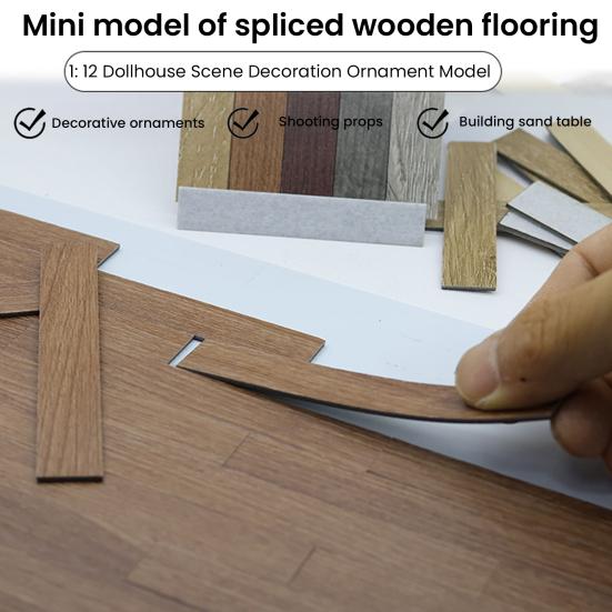 20Pcs Mini Doll Houses Wood Flooring Self-Adhesive Baby House Floor