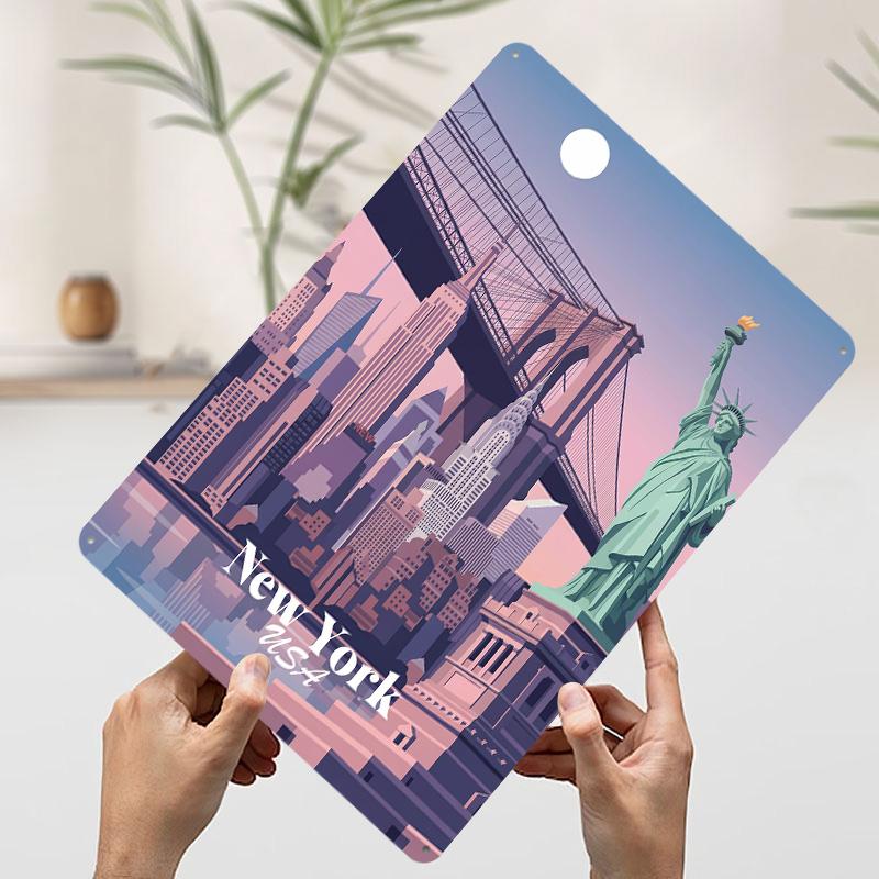 New York Cityscape Metal Poster Custom Wall Art Retro Vintage Tinplate Signs for Man Cave Home Decorations Gamer Decoration Room