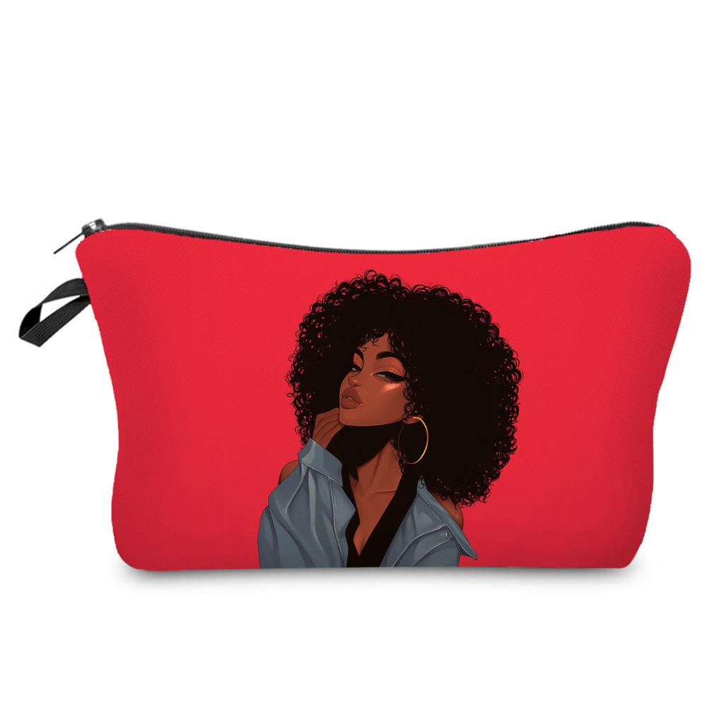 Women Dirty Braided Black Girl Print Cosmetic Bag Toiletries Organize Travel Storage Case 6848