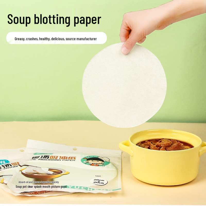 Oil-Absorbing Paper for Soup & Stew, 50 Sheets - Removes Oil from Hot Pots & Baking