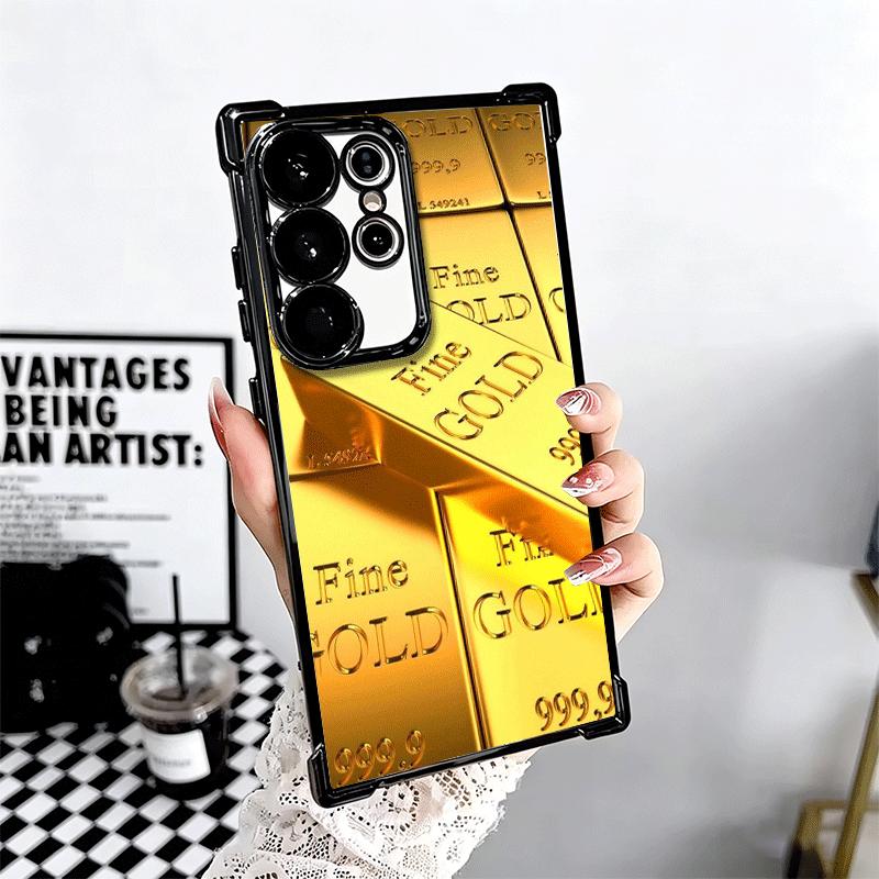 Fine Gold Pattern Printing Plating Phone Case For Samsung Galaxy S24 S25 FE S26 Edge S23 Ultra S22 S21 Plus S20 Anti-Fall Airaba