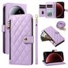 For Xiaomi 15 Ultra Wallet Case with Straps,Rhombus Leather Stand Phone Cover