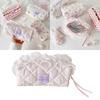 Quilted Pencil Pouch Bag Zippers Pen Case with Lace Trim, Stationeries Organizers for Students, Desk and School Bag Carry
