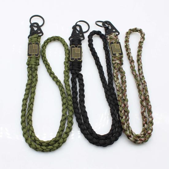 Heavy Duty Braided Lanyard American Flag Tag Keychain Braided Rope Pendant Adjustable Keychain Lanyard