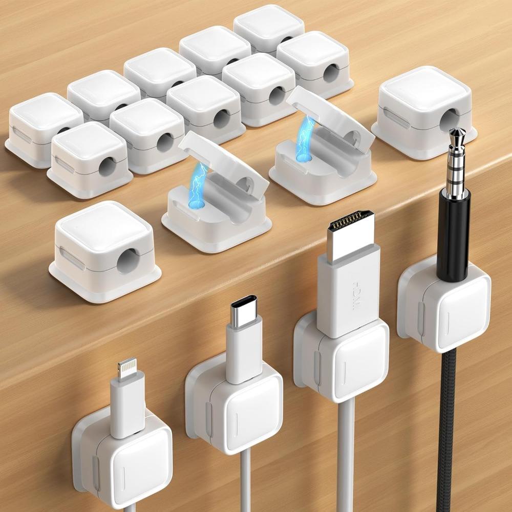 Magnetický držák Silné lepidlo, snadno se otevírá. Uspořádá nabíjecí kabely k telefonu úhledně. Pro domov, kancelář, auto, stůl, noční stolek.