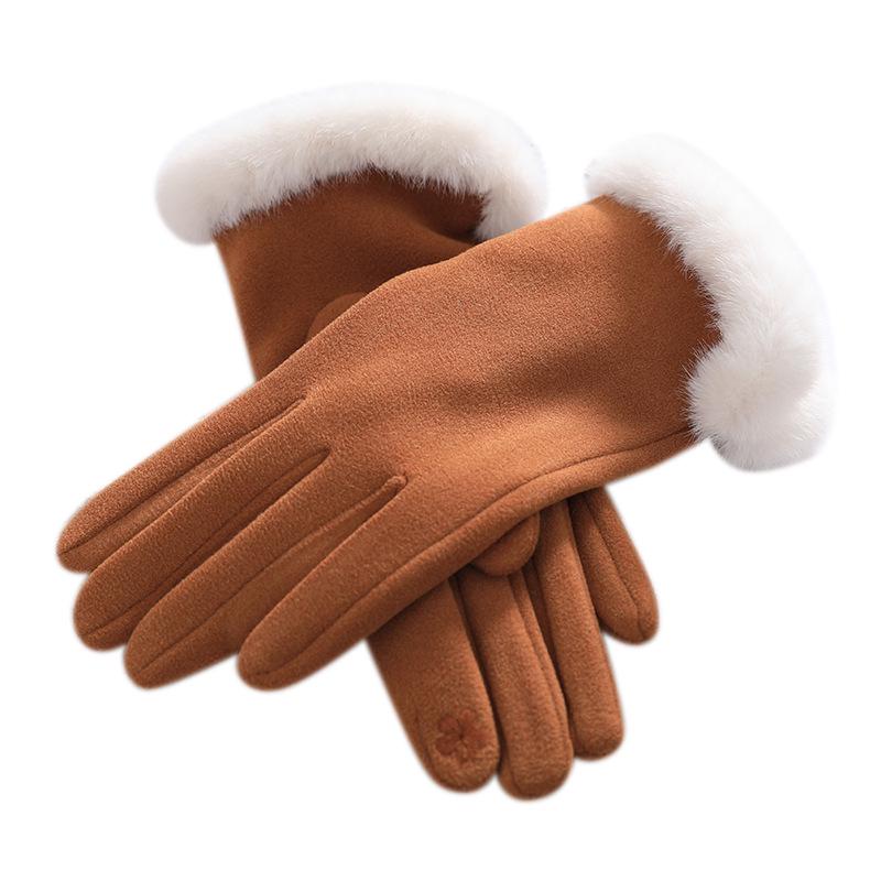 Women's Winter 2025 Touchscreen Cycling Gloves - Windproof, Cold-Proof, Split-Finger Design with Fur Trim.