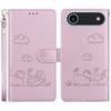 For iPhone 17 Air Case RFID Blocking Kitten Pattern TPU+PU Leather Phone Cover with Wrist Strap