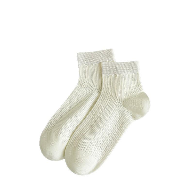 Women's Ballet Style Pure Cotton Hollow Mesh Socks - Solid Color, Versatile for Spring & Autumn