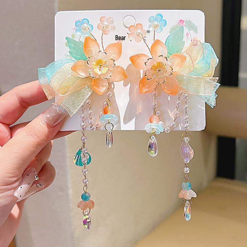 Chinese Style Hanfu Hairpin Set for Girls - Includes Hair Clips, Swaying Tassels, and Butterfly Accessories