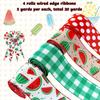 Charming Themed Watermelon Faux Linen Ribbons In Green Checkered Design For Festive Occasions