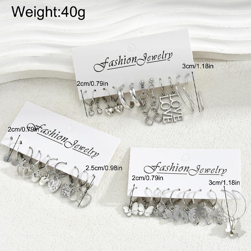 Fashion Creative Simple Earrings Set for Women Vintage Temperament Hollowed-out Butterfly Love Earrings Jewelry Gifts 2026 New