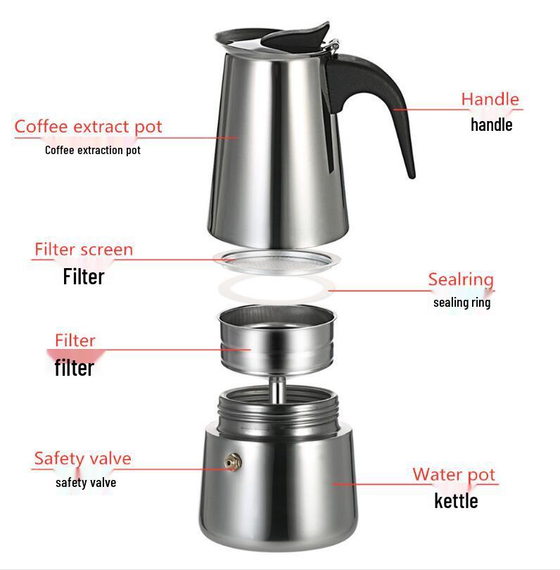 EU-kontakt Rostfritt Stål Mokabryggare & Elektrisk Värmeplatta Kaffekit