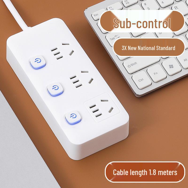 USB Socket Panel with Multi-Outlet Power Strip and Sub-Control