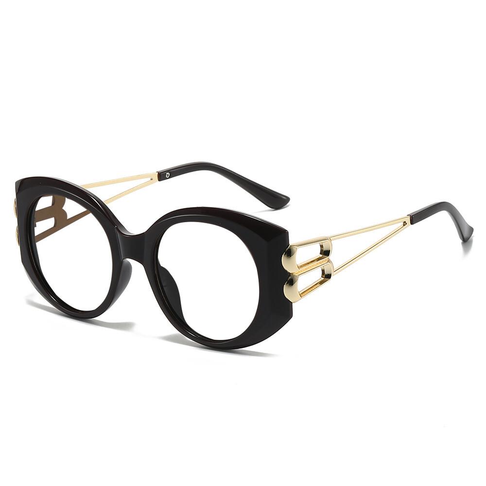 Designer Oversized Myopia Glasses Trendy Blue Light Blocking Luxury Women Eyewear Big Round Shortsighted