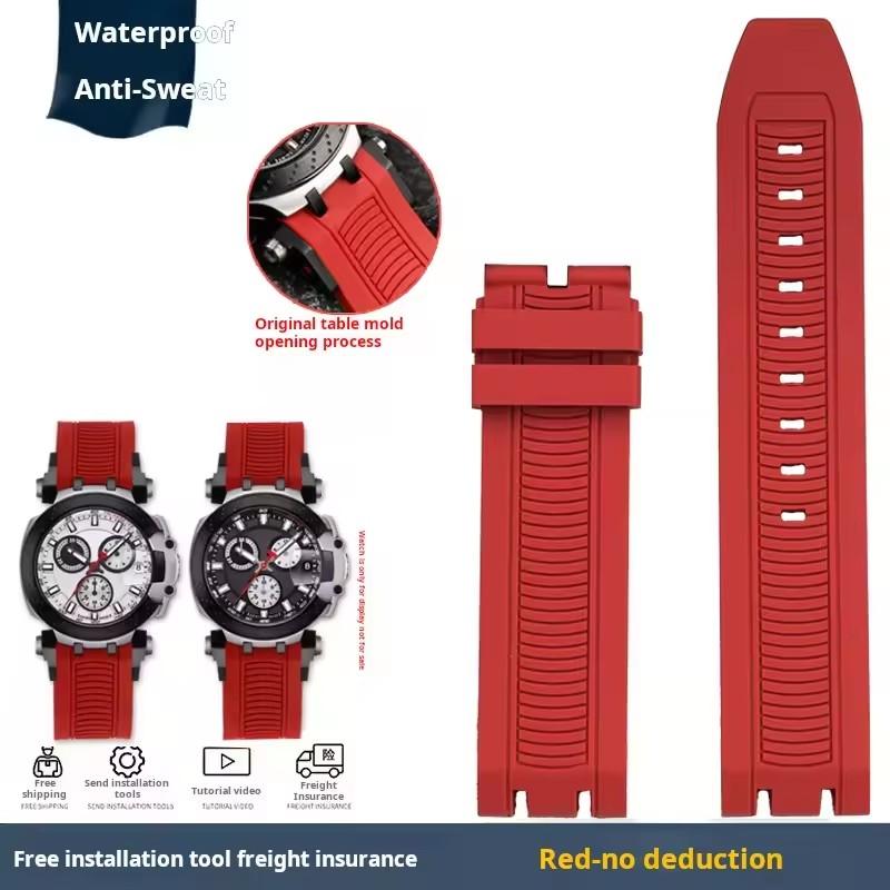 Sports Silicone Rubber For Tissot Racing T115417A Series Special Double Notch Watch Strap T115.427 Men's Watch Chain Watchband