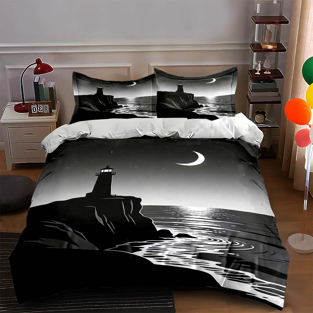

Moonlit coastal silhouette. Bedding Duvet cover sets Duvet covers Pillowcases gifts (1 * Duvet Cover 2 * Pillowcases, without duvet insert) 135x200cm