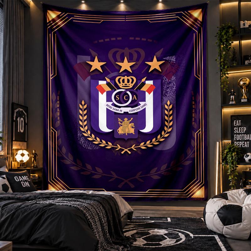 Wall Hanging Tapestry Anderlecht FC Print Cloth for Living Room Bedroom Home Decor