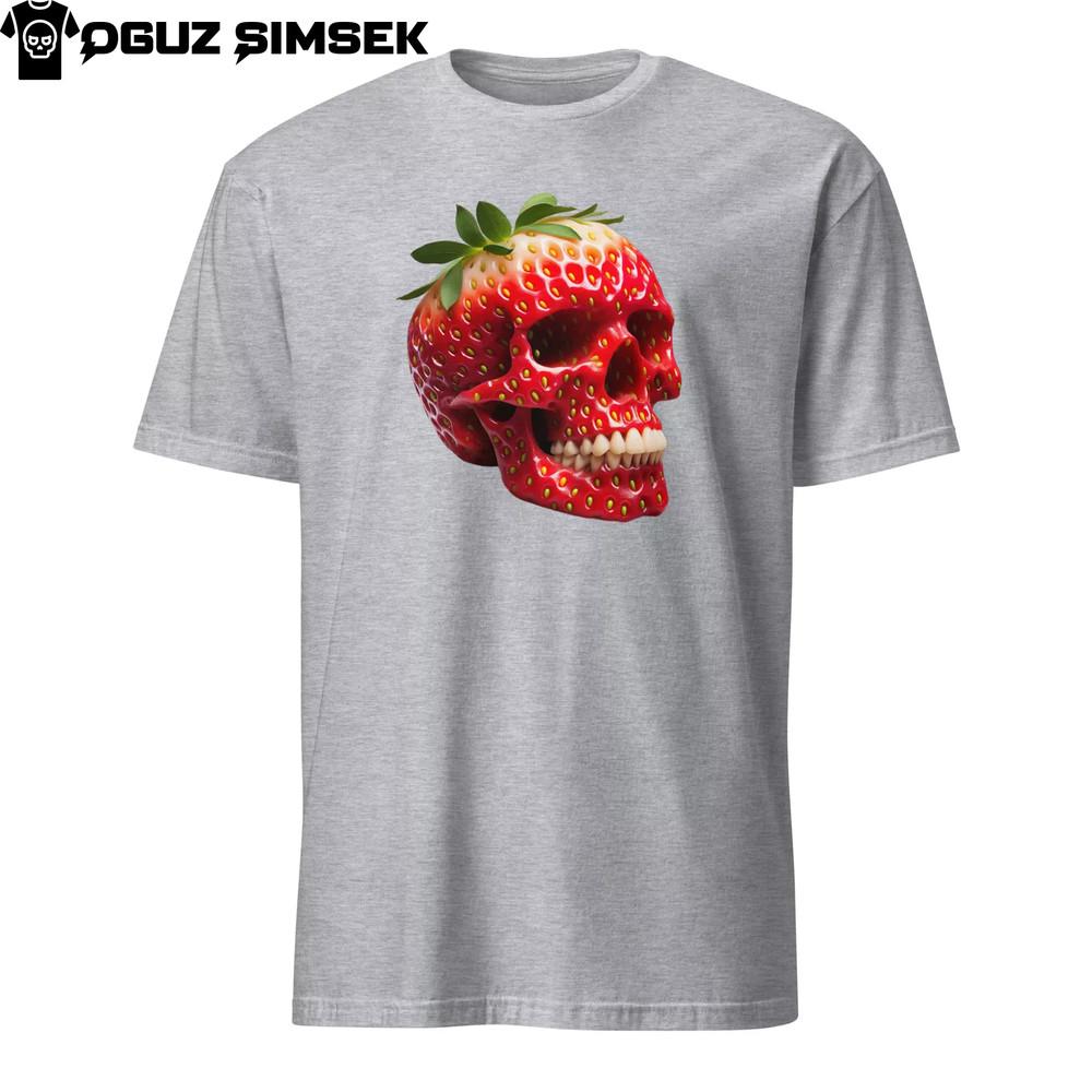 

Unique Short-Sleeve Unisex T-Shirt: Strawberry Human-Skull Design M