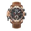 Reef Tiger Men's Pink Gold Genuine Leather Sports Watch RGA3532