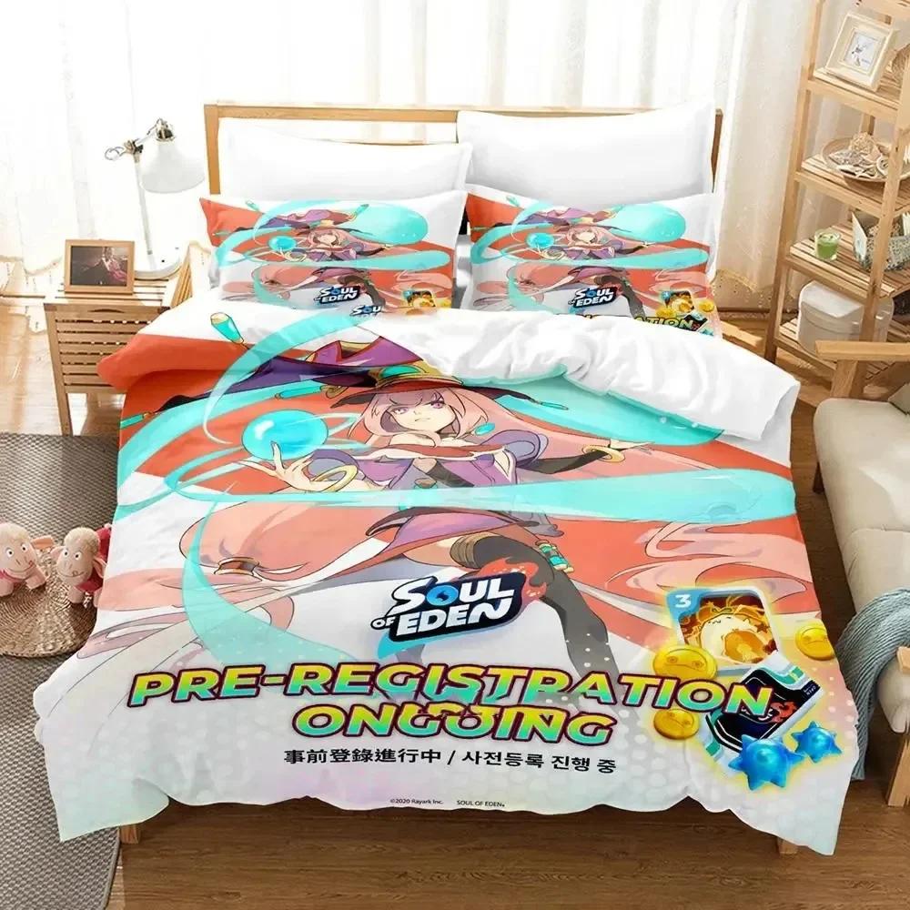Anime Spiel Soul of Eden Bettwäscheset Bettbezug Bettset Steppdeckenbezug Kissenbezug Steppdecke King Queen Größe Jungen Erwachsene Bettwäscheset