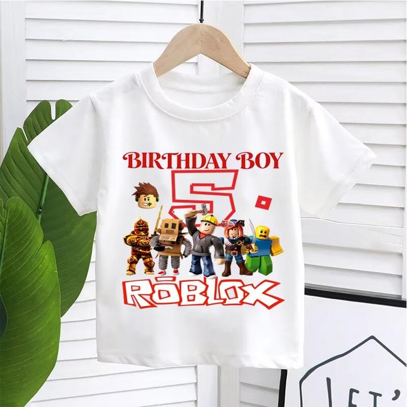 New Roblox Children T Shirts Cartoon Birthday Number Graphic T-shirts Boys Girls Casual Short Sleeves Tops Summer Kids Clothing