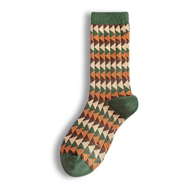 Long Socks Women'S Plaid Medium Tube Cotton Socks High Tube Tide Japanese Retro Stacking Socks Stockings