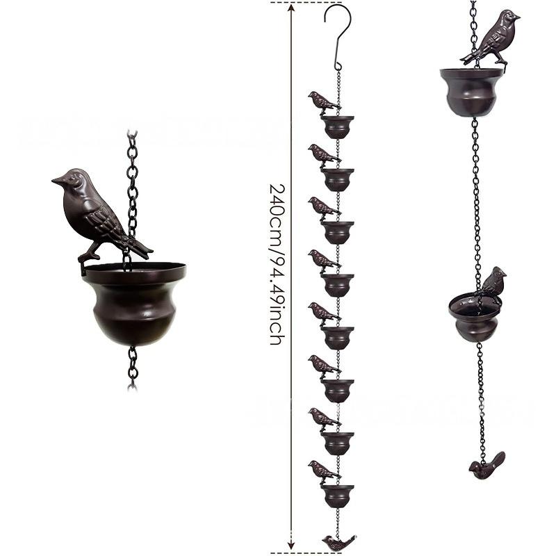 1Pcs Rain Catche Metal Downspout Tool 60/80/100/240Cm Creative Birds Iron Rain Chains For Gutters Outdoor Roof Gutter Decor
