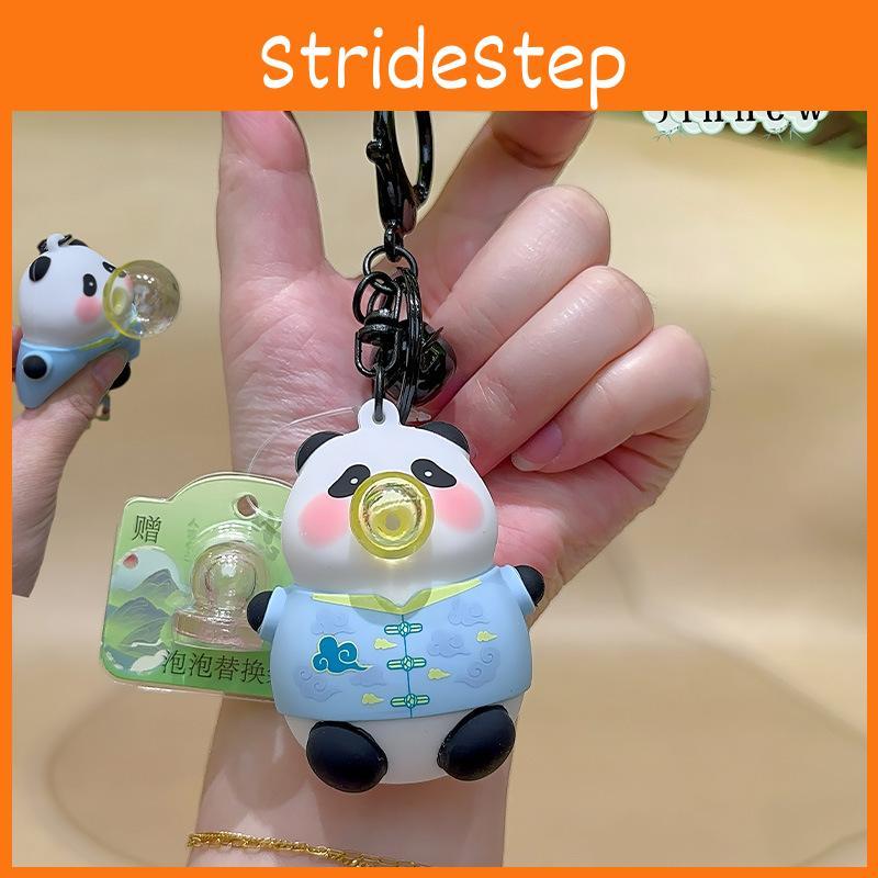 Pandas Clothes Wear Blow Bubbles Keychain Animal Keyring Backpack Pendant Gift
