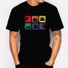 Summer Unisexs Black Cat Square Print Round Neck Tshirt Unisex Street 100 Pure Cotton Soft Breathable Couple Short Sleeved Shirt