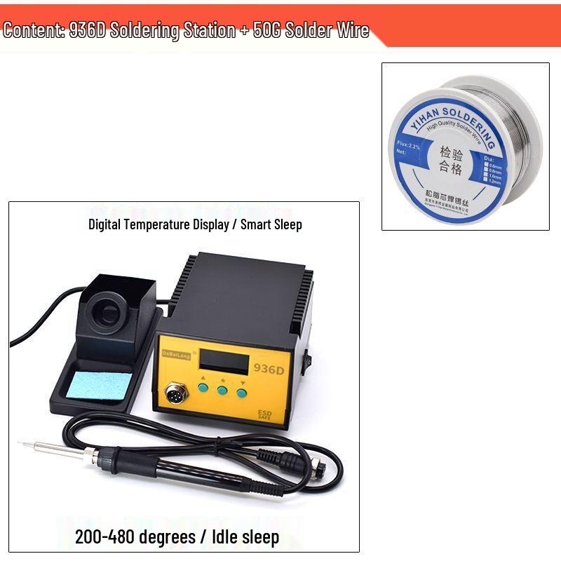 936 High-Power 60W Adjustable Temperature Soldering Station: Digital Display Electric Iron for Household Repair & Welding