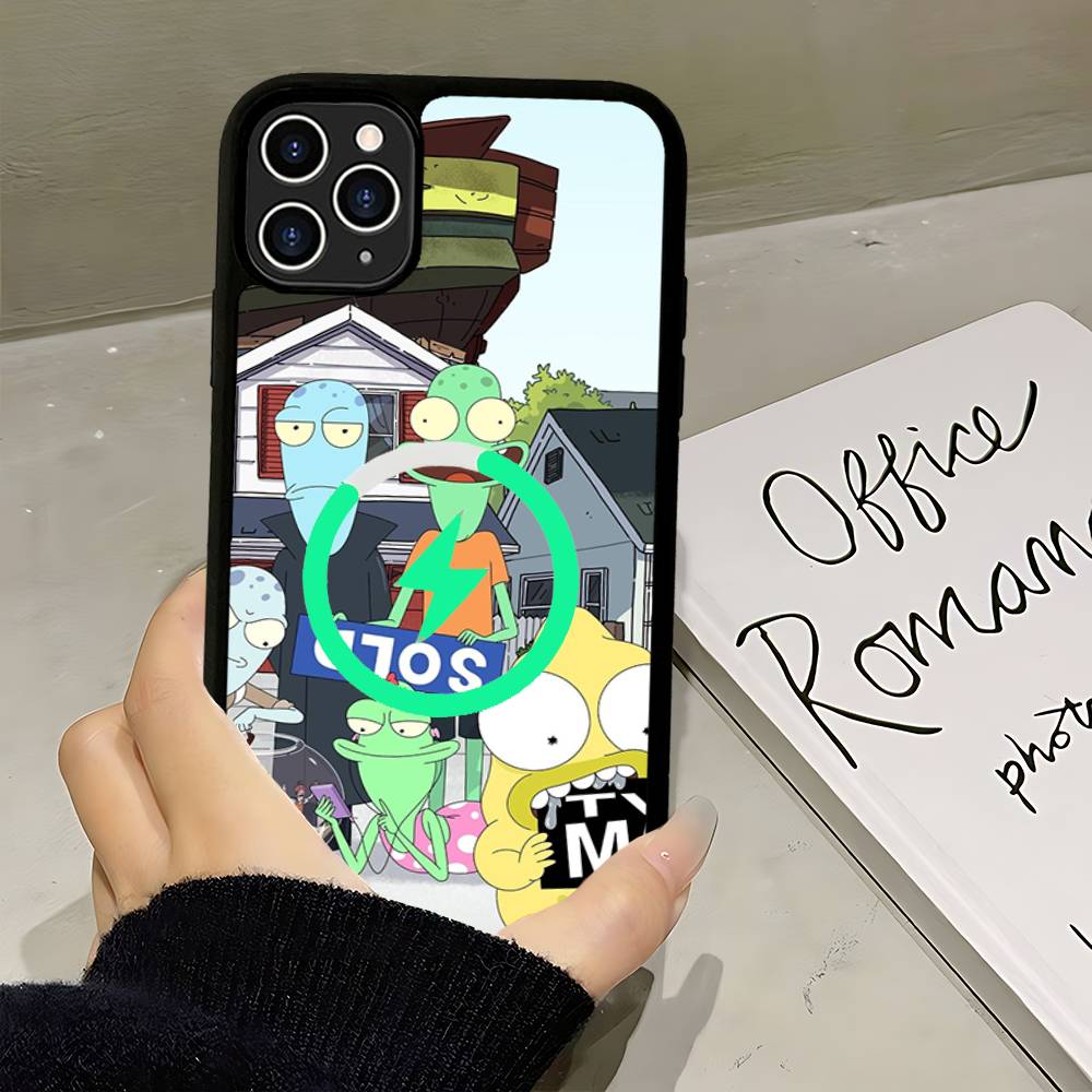 S-Solar O-Opposites Cartoon Magnetic Phone Case For IPhone 16 15 14 13 12 11 17 Pro Max Plus Wireless Charge Cover