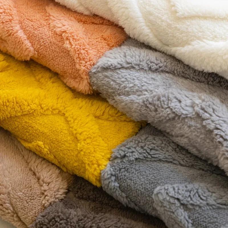 Jacquard Plüsch Sofabezug Einfarbig Rutschfest Couchkissen Handtuch Warm Winter Verdicken Sofabezüge für Wohnzimmer L-förmig